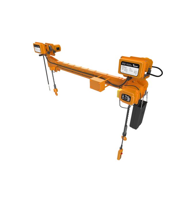 This is a special type hoist that minimizes horizontal error in sites that require high levelness, such as bulky products, long steels, and high leveling, which are difficult to maintain as two hooks are operated by one motor.